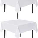 sancua White Square Tablecloths 60x60 Inch, 2 Pack - Fabric Table Cloth for Square or Round Tables, Washable Polyester Table Cover for Dinner, Holiday Party, Decorative Display Tables