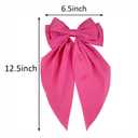 JGQUR Satin Hair Clips for Women – Pack of 2 Long Tail Bow Alligator Clips, Soft Ribbon Barrettes for Girls Daily Wear, Gifts for Birthday Party, Burgundy/Hot Pink