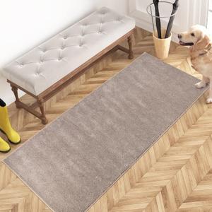 PURRUGS Dirt Trapper Door Mat 24" x 59", Non-Slip Machine Washable Entry Rug, Shoe Scraper, Dog Doormat, Super Absorbent Welcome Mat for Front & Back Door, Muddy Shoes & Paws, Taupe