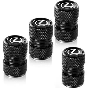 Tire Valve Stem Caps for Lexus ES350 GS350 GS300h GS450h is300 es350 ls460 rx350 NX300h Metal Car Wheel Air caps Auto Valve Stem Caps Accessories 4 Pcs Black