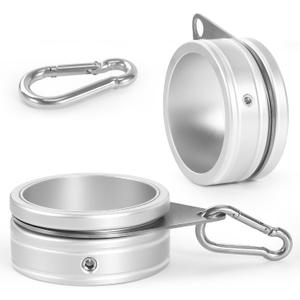 Anovo Flag Pole Rings, Aluminum Alloy Flag Pole Clips Swivels 360 Rotating Anti Wrap Mounting Ring with Carabiner, Flag Pole Kit Parts (:2 Inch -Pack of 2(Silver))
