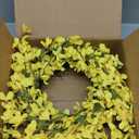 20 Inch Spring Wreath for Front Door, Yellow Forsythia Spring Wreath for Farmhouse Rustic Grapevine Blossom Cluster Festival Celebration Front Door Wall Window Party Decoration Home Dcor