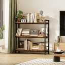 Book Shelf, 3 Tier Bookshelf 31.49" Width, Book Shelf Storage and Organization, Wooden and Metal Industrial Bookcase, Large Book Shelves for Home Living Room Bedroom Office Storage(Vintage), 3 Tier - 31.5" W