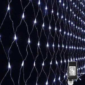 LYHOPE 12ft x 5ft 360 LED Christmas Net Lights, 8 Modes Low Voltage Mesh Christmas Decorative Lights for Xmas Trees, Bushes, Wedding, Garden, Outdoor, Indoor Decor (White)