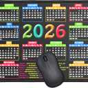 Mouse Pad with Stitched Edge, Computer Mouse Mat with Non-Slip Rubber Base, Mouse Pads for Computers Laptop Mouse 9.6x7.9x0.1 inch, (2026 Calendar Black)