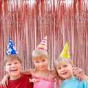 2 x 4P Metallic Foil Fringe Tinsel Table Skirts for Rectangle Tables Backdrop Banner Streamer Garland Curtains for Parade Floats Wedding Graduation Anniversary Birthday Parties Decoration (Rose Gold)