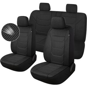 3D Air Mesh Car Seat Cover Full Sets Washable and Breathable Premium Cloth Automotive Vehicle Seat Covers for Cars Interior, Universal Fit for Most Cars, Sedan, Truck, SUV(Black)