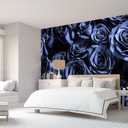 Bormia Floral Wall Mural 3D Blue Rose Wallpaper Flower Murals for Walls for Livingroom Bedroom