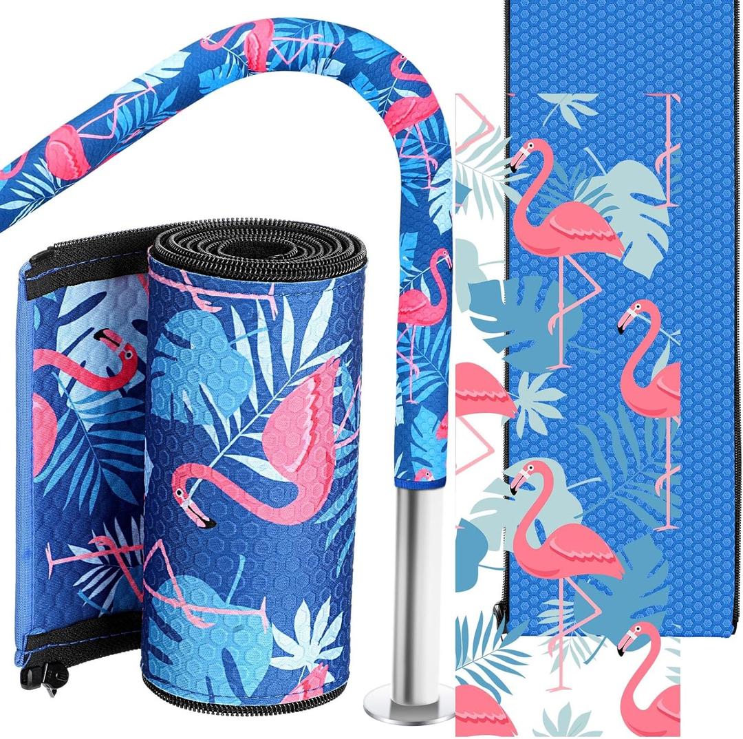 Junkin 4 Foot Pool Handrail Cover with Anti-Slip Dots Neoprene Zippered Flamingos Swimming Pool Hand Rail Cover Railing Cover Slip Resistant Rail Grip for Swimming Pool Inground