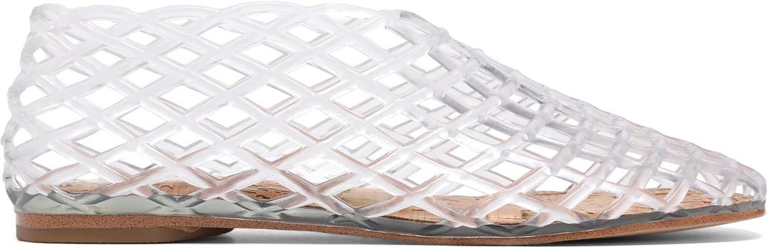 Red Jelly Mesh Ballet Flats for Women Adult Clear Hollow Jelly Sandals Beach Ballerina Jellies Shoes (6, White)