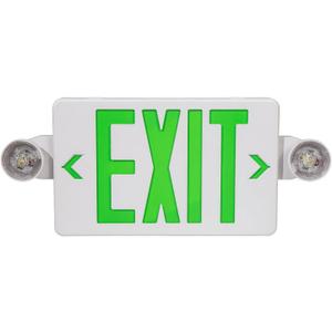 GZRUIYANG Exit Sign With Emergency Lights Green, LED Exit Light With Battery Backup, UL 924 Certified, AC 120/277V, Commercial Lights Combo for Business - 1 Pack (White Housing Green Letter)
