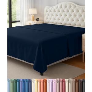 Utopia Bedding Flat Sheet - 1 Pack (Queen, Navy) - Soft Brushed Microfiber Fabric - Shrinkage & Fade Resistant Top Sheet - Easy Care Bed Sheet