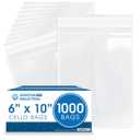 Spartan Industrial - 6" X 10" (1000 Count) Resealable Adhesive Crystal Clear Cello Poly Bags for Packaging, Storage, and More - Self Seal