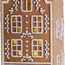 Cynkeyee Gingerbread Christmas Decorations Collectible Figurines - Resin Christmas Gingerbread House with Led Light Xmas Village Home Decor Gifts for Women Party Decorations 3.5x3.25x9 Inch (Beige-brown)