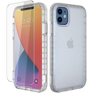 Diverbox for iPhone 11 Case [Shockproof] [Dropproof] [Tempered Glass Screen Protector], Heavy Duty Protection Phone Case Cover for Apple iPhone 11 (Translucent-2in1)