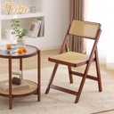 Tiita Rattan Dining Chairs Set of 1, Mid Century Modern Folding Chair, Bamboo Folding Dining Chairs for Small Space, Dining Room, Living Room, Bedroom, Walnut