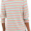 LilyCoco Womens Tunics Striped Shirt Crewneck 3/4 Sleeve T Shirts Green X-Large (XL)