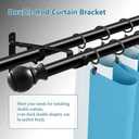 Curtain Rod Bracket, Double Heavy Duty Curtain Rod Hooks 1 Inch Black Curtain Rod Holders Hangers for Wall, 6 Pack Drapery Rods Support Brackets for Drape Poles