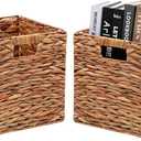 11x11in Wicker Storage Basket Set of 2 Collapsible Hyacinth Cube Storage Baskets,Storage Bins for Organizing Storage Basket with Built-in Handles
