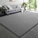 Modern Large Area Rug for Bedroom Living Room, 4x6 Feet Grey Thickened Memory Foam Washable Rugs, Non-Slip Soft Minimalist Solid Indoor Carpets for Boys Girls Nursery Room Décor