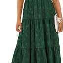 PRETTYGARDEN Midi Dresses for Women 2026 Summer Floral Cap Sleeve Smocked A Line Long Elegant Spring Wedding Guest Dress (Green, XXL)