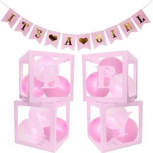 Baby Shower Decoration Kit for Girl, It's a Girl Banner Pink Balloon Box with 20 Pink Balloons, Baby Girl Party Decorations Kit for Gender Reveal Party Baby Shower Celebration