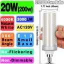 Big1.77x 6.1 inch, E12 200 Watt Equivalent LED Candelabra Bulbs C7,4000K Natural White, 3000 LM T6 E12 20W LED Chandelier Light Bulbs for Ceiling Fan Pendant Lighting Floor Lamp,Non-dimmable, 3 Pack