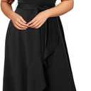 Women Plus Size Wedding Guest Dress - Formal Cocktail Split Ruffle V Neck High Low Party Long Maxi Dresses 2025 (Black), Size: 20 Plus