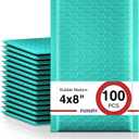 Fuxury Small Bubble Mailers 4x8" 100 Pack, Teal Bubble Mailer, Self Seal Padded Envelopes Gifts Mailing Envelopes Bubble Padded, Bubble Envelopes for Shipping, Small Business Usable Size 4x7"