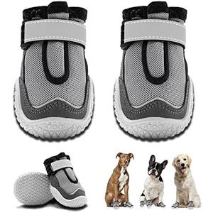 Hcpet Dog Boots for Large Dogs, Dog Shoes for Hot Pavement Winter Snow, Paw Protector Dog Booties Designed for Comfort and Breathability, Outdoor Booties for Small Medium Dogs for Hiking Grey Size 5