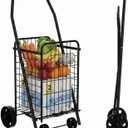Foldable Shopping Cart with Wheels, Metal Rolling Utility Crate