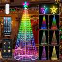 Forlivese 7.48FT Smart Christmas Cone Tree LED Light Outdoor, Dimmable Artificial Christmas Tree Lights with App Control, Music Sync, Timer, DIY Waterproof Xmas LightShow for Outdoor Yard Decorations