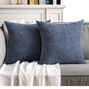 MIULEE Pack of 2 Blue Decorative Pillow Covers 18x18 Inch Soft Chenille Couch Throw Pillows Farmhouse Cushion Covers for Home Decor Sofa Bedroom Living Room