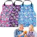 Adult Bibs with Crumb Catcher,3Pack Adjustable Bibs for Eating,Waterproof Washable Adult Clothing Protectors,Reusable Large Feeding Bib for Women Men Elderly Seniors