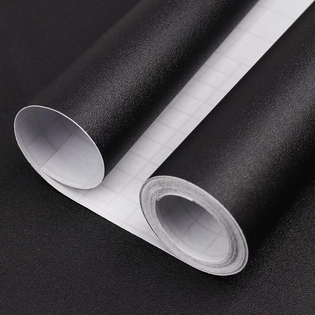 Black Peel and Stick Wallpaper, 15.7 X 315 inches Renter Friendly Wallpaper, Vinyl PVC Removable Wall Paper, Self-Adhesive Wall Sticker Decoration for Counter Furniture Cabinet and Room