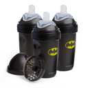 Herobility Anti-Colic Baby Bottles 8.5 fl oz/240ml - Pack of 3 Plastic Baby Bottles, Fast Flow Plastic Bottles, Breast-Shaped Teat for Breastfed Babies, Small Baby Bottles, Swedish Design, Batman