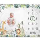 Popfavors, Yuzioey Safari Baby Monthly Milestone Blanket - Jungle Animals Growth Chart for Nursery Decor - White, 50Inx40In - Includes Marker