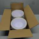 BESTSTAR 100 Pack Disposable Soup Bowls with Gold Rim, 12oz Premium Heavy Duty Plastic Dinner Bowls for Party, Wedding and Holiday