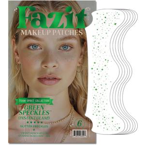 Fazit Green Speckles - Glitter Freckle Makeup Patches - Shimmering Faux Freckles & Body Glitter - Waterproof, Long-Lasting Instant Glamour for Festivals & Parties - 6 Temporary Patches Per Pack