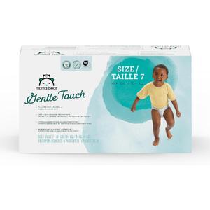 Amazon Brand - Mama Bear Gentle Touch Baby Diapers, Size 7, 80 Count (4 packs of 20), Skin Safe, 12 Hours Protection, Wetness Indicator, Stretchy Waistband