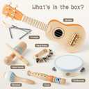 Vanplay Kids Guitar Set - Montessori Toys for 2 3 Year Old Boy Girls Birthday Gifts, 7 in 1 Musical Instruments for Toddlers 2-4, Band Sets with Ukulele/Flute/Tambourine/Maracas Toys for Kids 3-5