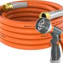 SPECILITE Garden Water Hose 25 ft x 5/8 in Heavy Duty, Flexible and Lightweight, Burst 600 psi, Kink-less Hybrid Rubber Pipe for Backyard, 3/4'' Brass Fittings, Orange