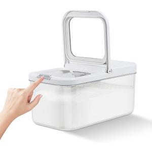 TBMax Rice Flour Storage Container with Automatic Flip-up Lid 13 Lbs | 6.5 Qt, Short and Narrow Food Storage Flour Bin for Kitchen Drawer Organization, Pet Dog Cat Food Storage Container
