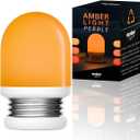 Amber Light + Pebble - Rechargeable Sleep Lamp, Blue Light Free Night Lamp for Bedtime Reading, 1000mAh Battery, Melatonin-Friendly Ambient Glow, 3.5 Inch (Amber)