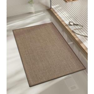 chakme Bathroom Rugs Mat 32x17, Ultra Thin Non Slip Bath Mat Quick Dry Absorbent Bath Mat for Bathroom Floor, (Dark Beige, 32"x17")