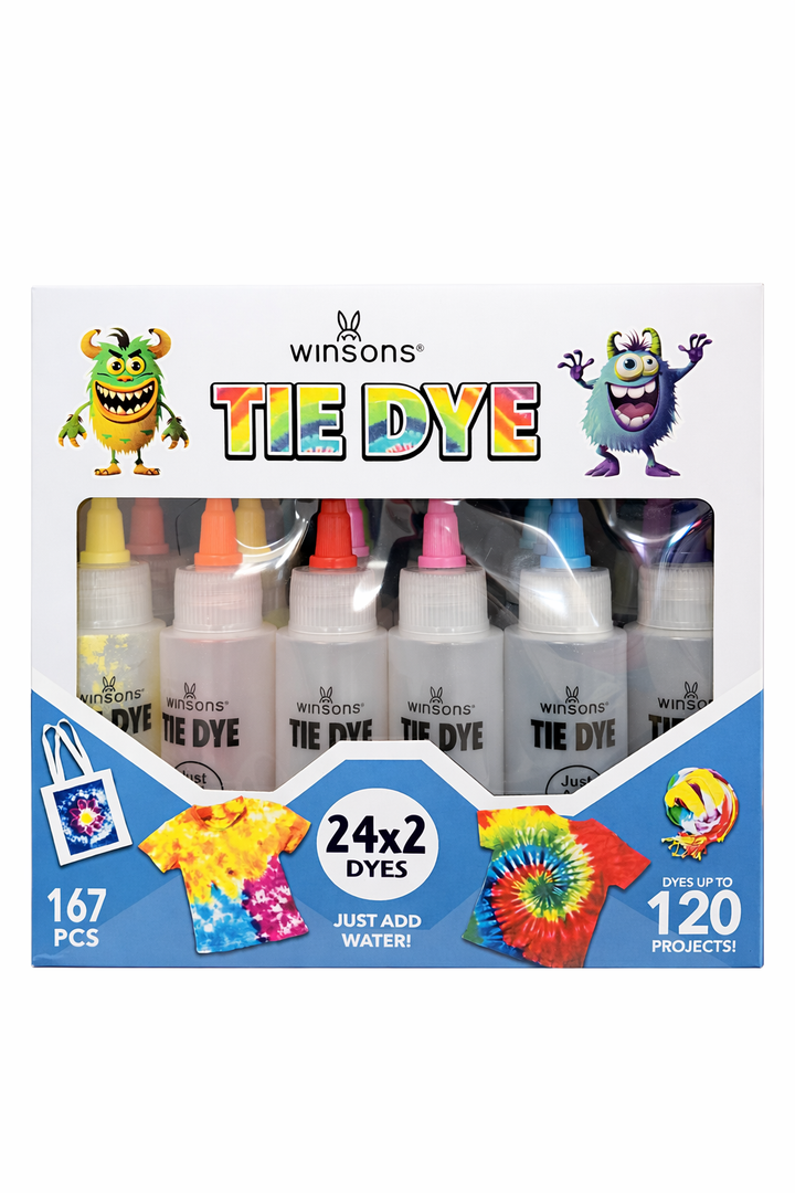 24 Colors Tie Dye Kit, Tie Dye Set for Kids, Pre-Filled Tye Dye Bottles, Non Toxic Permanent Fabric Dye Art Set, Easy DIY Fabric Art - Create Fun