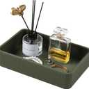 PU Leather Valet Tray Organizer, Modern Nightstand Organizer Bedside Desktop Storage for Womens and Men, Decorative Perfume Trinket Catchall Vanity Tray for Key Watch Wallet (Green)