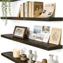 Brown Wood Floating Shelves For Wall Shelves For Bedroom, 24 Inch Set Of 4