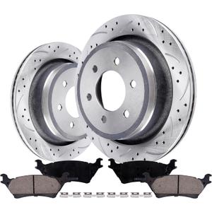 Rear Disc Brake Pads And Rotors Kit For Ford F-150 2012-2020, For Ford Lobo 2012-2013 With Ceramic Brake Pads,6-Lug Wheels
