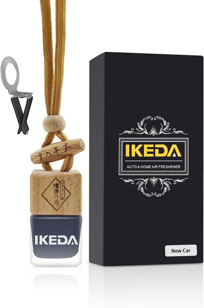 Ikeda Car Air Freshener: Hanging Car Smell Air Freshener | 10ml Hanging Car Perfume | Long Lasting Fragrance | Strong Scents Diffuser for Auto Home (New Car|Square)